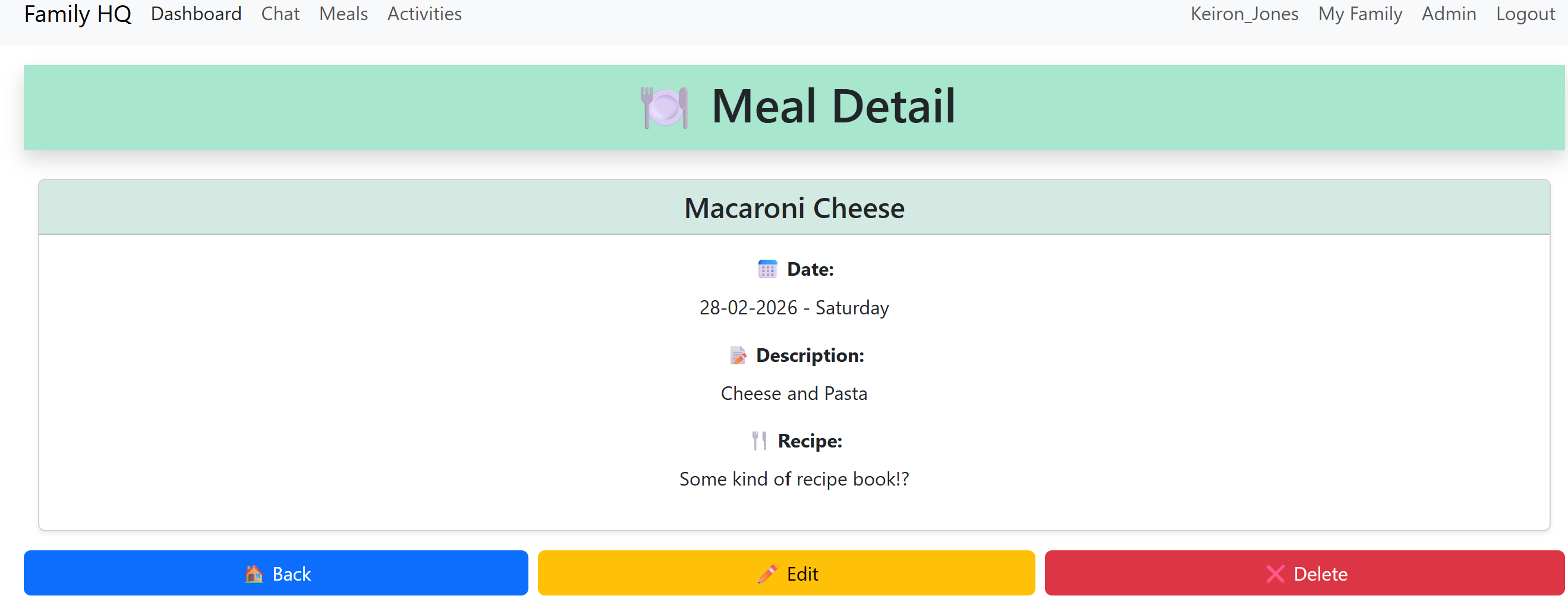 Meal Planner Detail 